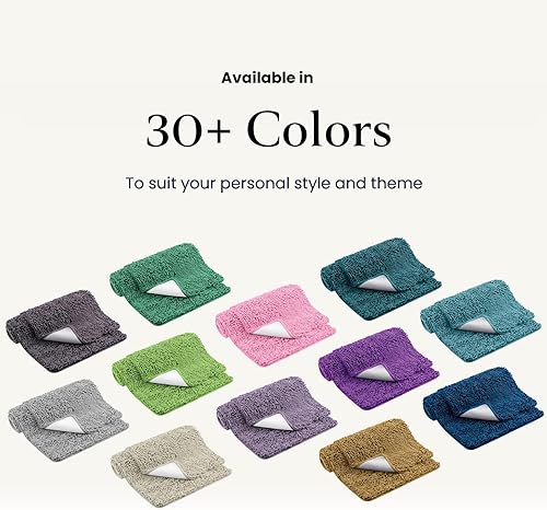 Miniatura 10 de Juego de alfombras de baño de 2 piezas tapetes de ducha de felpilla suave para baño alfombra de baño antideslizante con respaldo de goma alfombras