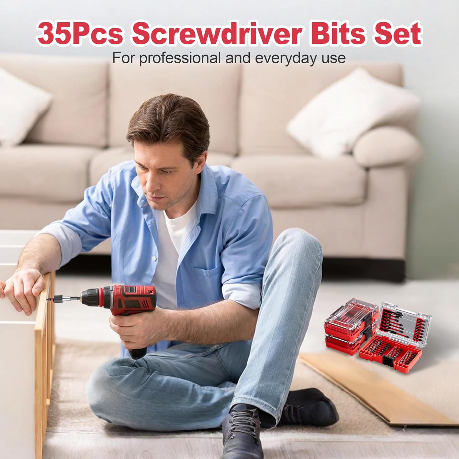 35Pcs Screwdriver Bits Set S2 Steel Screwdriver Impact Kit With a Storage Case, Used for Power Screwdrivers and Electric Drill Drivers - Image 6