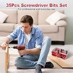 Set de 35 pièces d'embouts de tournevis en acier S2, kit d'impact avec un étui de rangement, utilisé pour tournevis électriques et perceuses