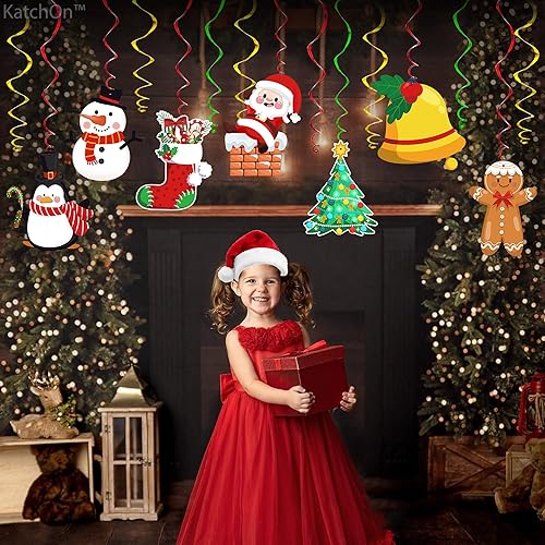 Miniatura 6 de KatchOn, Decoraciones navideñas de espirales colgantes Paquete de 30 Adorno colgante de Navidad para decoraciones de fiesta de Navidad Remolino