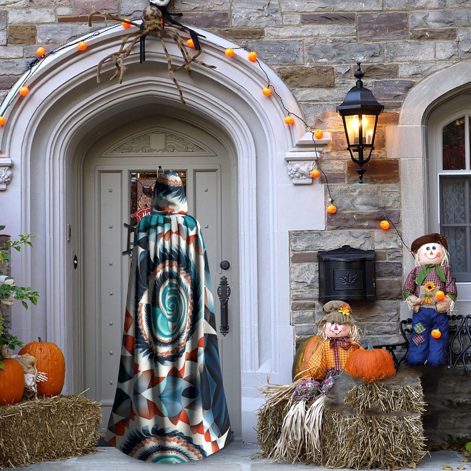 Colorful biological forms in Op Art Unique Darkness Poncho Shawl - Customizable Wearable Blanket for Women, Perfect Halloween Costume Accessory, Knight, Akatsuki, and More