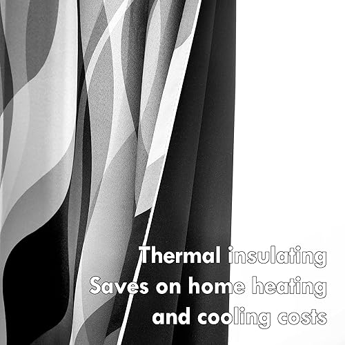 Miniatura 4 de weesire Cortinas opacas modernas a rayas negras y grises, decorativas, 100% bloqueo de luz, con ojales, para sala de estar, villa, dormitorio, juego