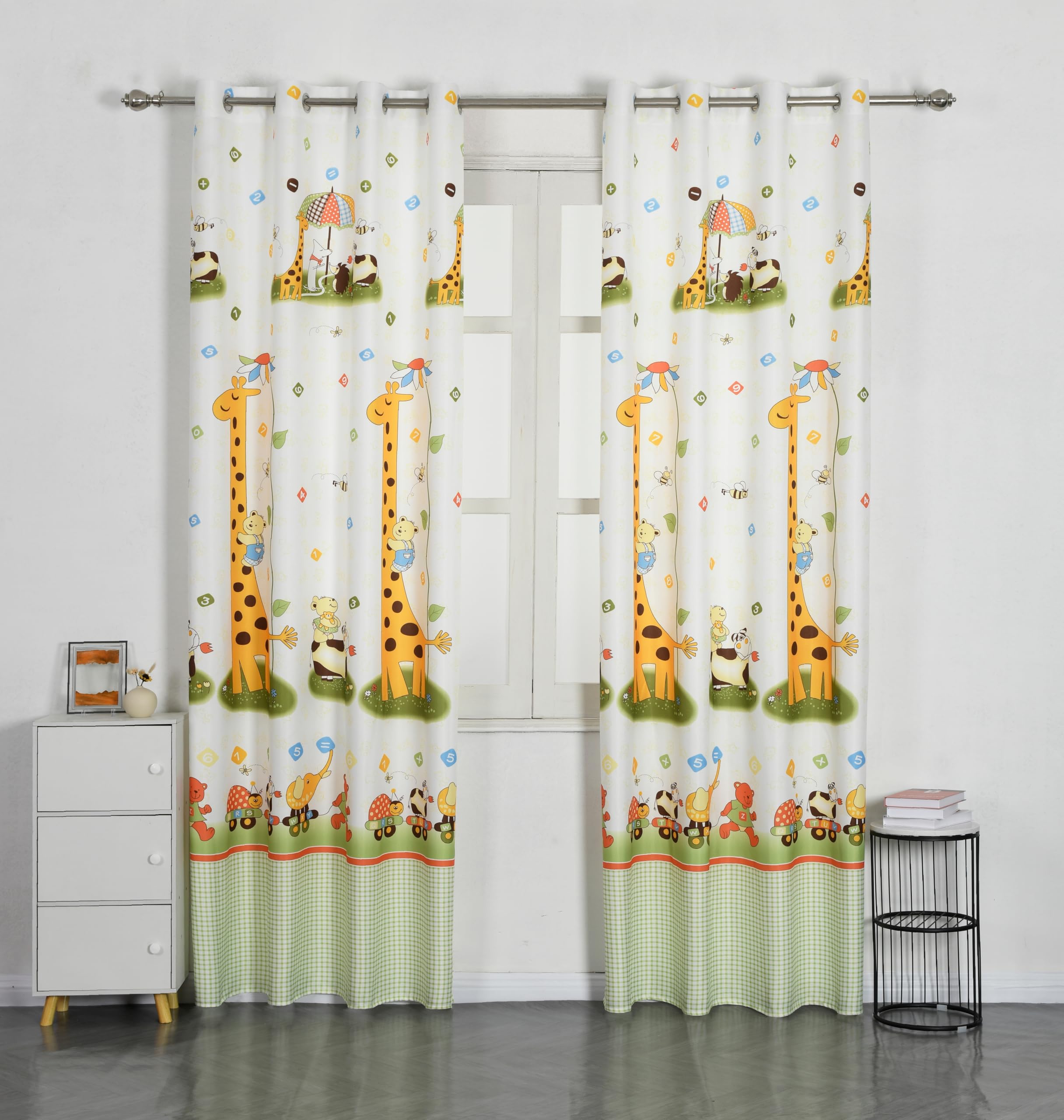 Dalina Textil - Cortinas Infantiles Niño Dos Paneles de 140x260cm- Cortinas Juveniles Animales para Habitación Sala de Estar 2 Piezas Patrón Infantiles Jirafa