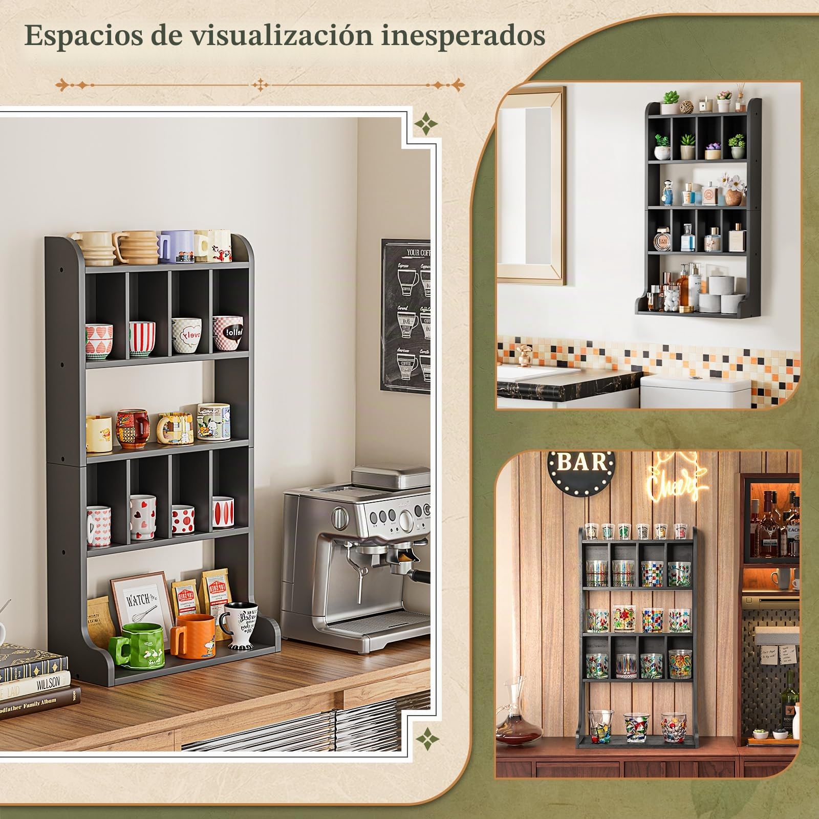Estantería de Pared Organizador de Perfumes (Negro) | Estanterías de Pared de 5 Niveles, Ideal para Guardar Perfumes de Mujer y Hombre, Colonias, Maquillaje y Figuras