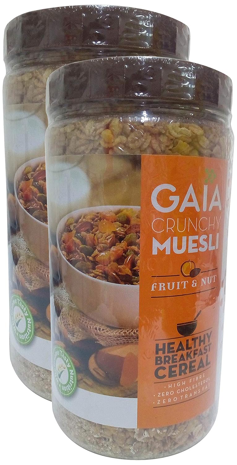 Gaia Crunchy Muesli Fruit & Nut, 1kg (Pack of 2) Promo Pack Amazon