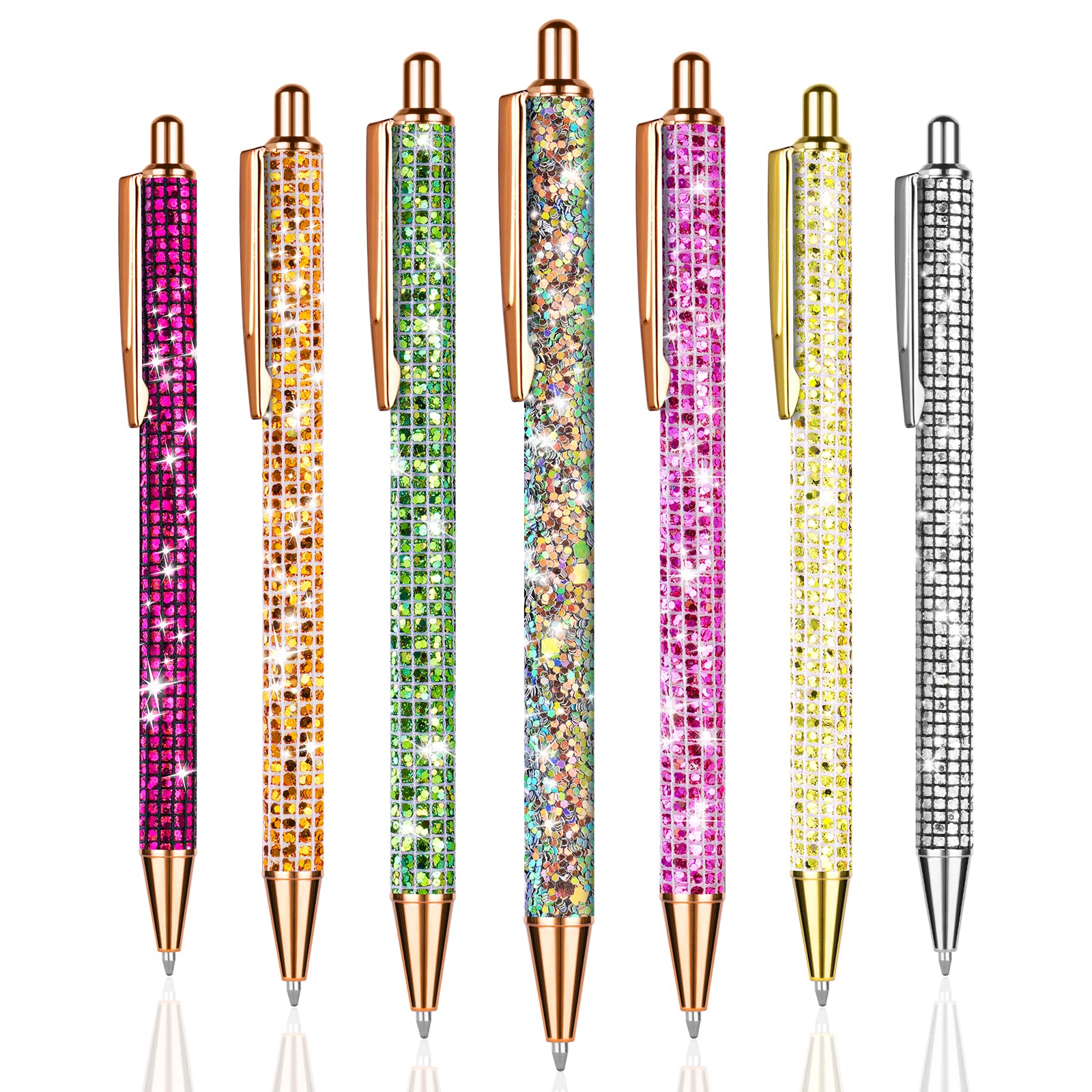 OSDUE 7 Pcs Ballpoint Pens, Metal Retractable Pretty Journaling Pens, Comfortable Writing Pens