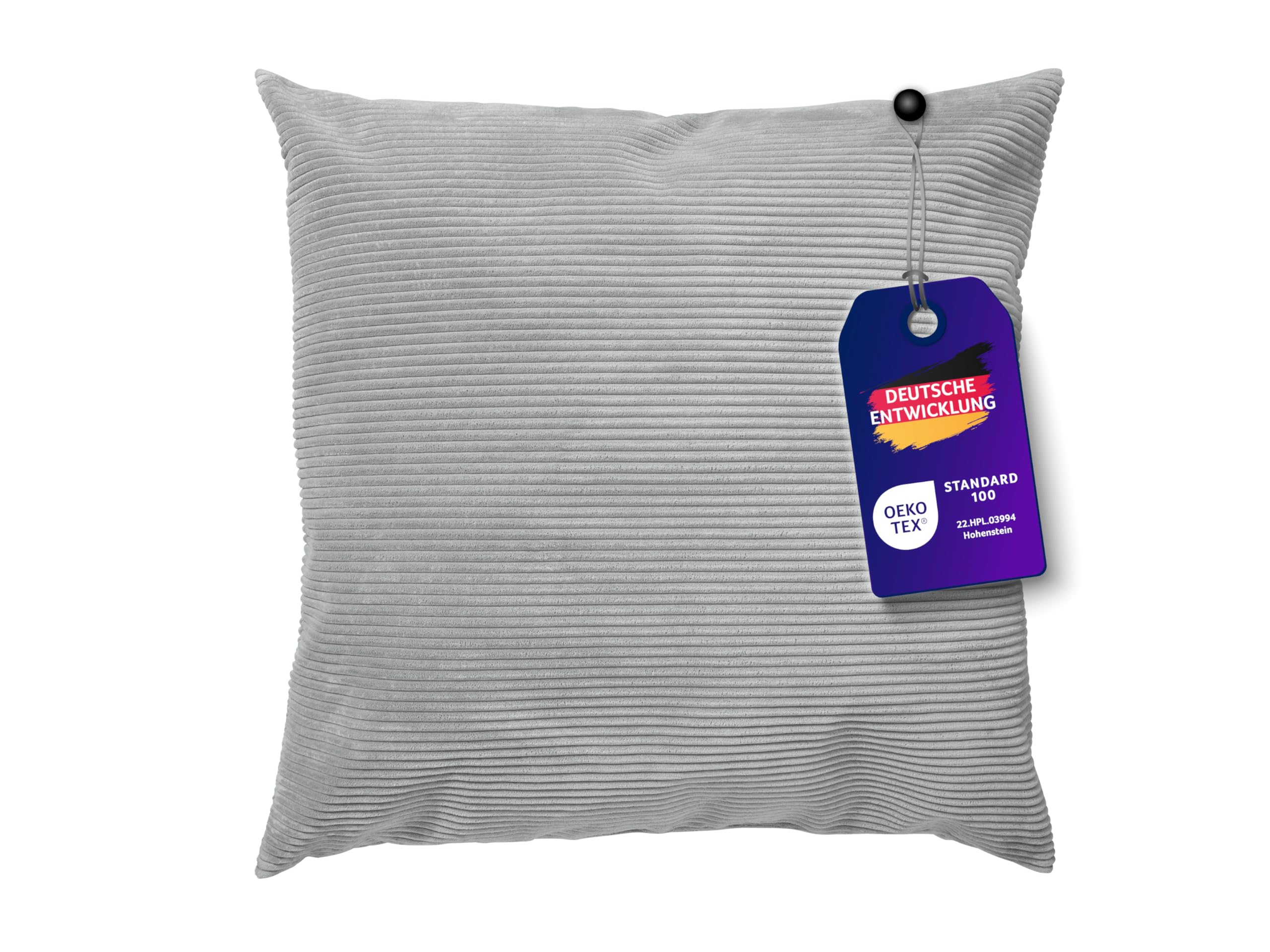 Traumnacht XXL Sofakissen 90x90 cm mit Cord Bezug + 2X Dekokissen 45x45 cm geschenkt, Öko-Tex Zertifiziert, produziert nach deutschem Qualitätsstandard