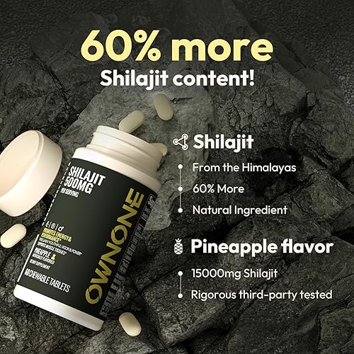Miniatura 2 de Shilajit para hombres, fuerza extra 301, máxima potencia, auténtico shilajit del Himalaya, apoyo inmunológico, energía y cognición, 60 mesas