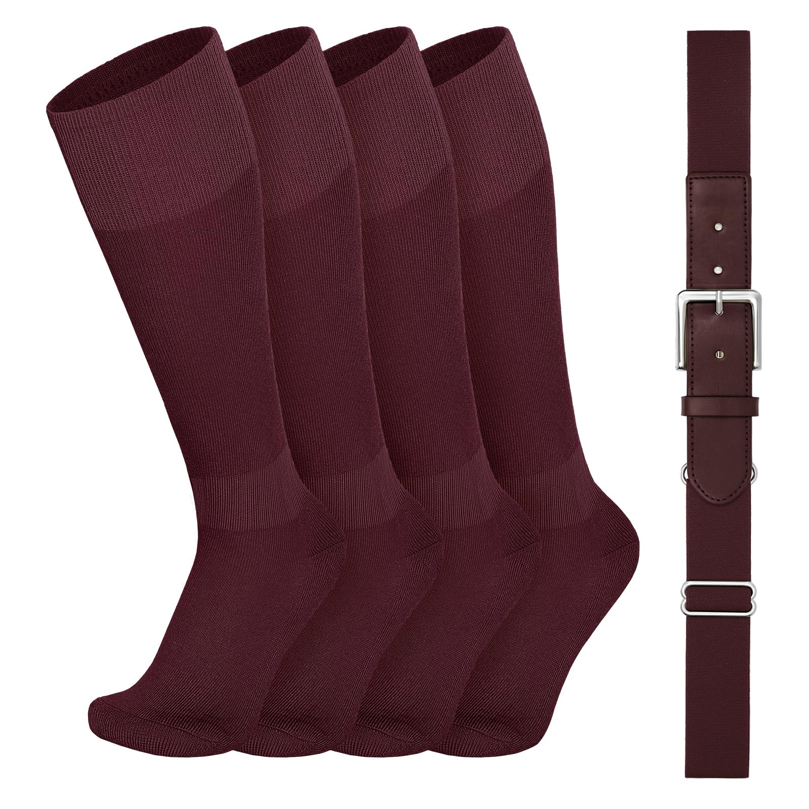 VONMELLI Youth Baseball Belt and Socks Combo, Elastic Softball Belts and Socks for Boys and Adult (2 Pairs of Socks &amp; 1 Belt)