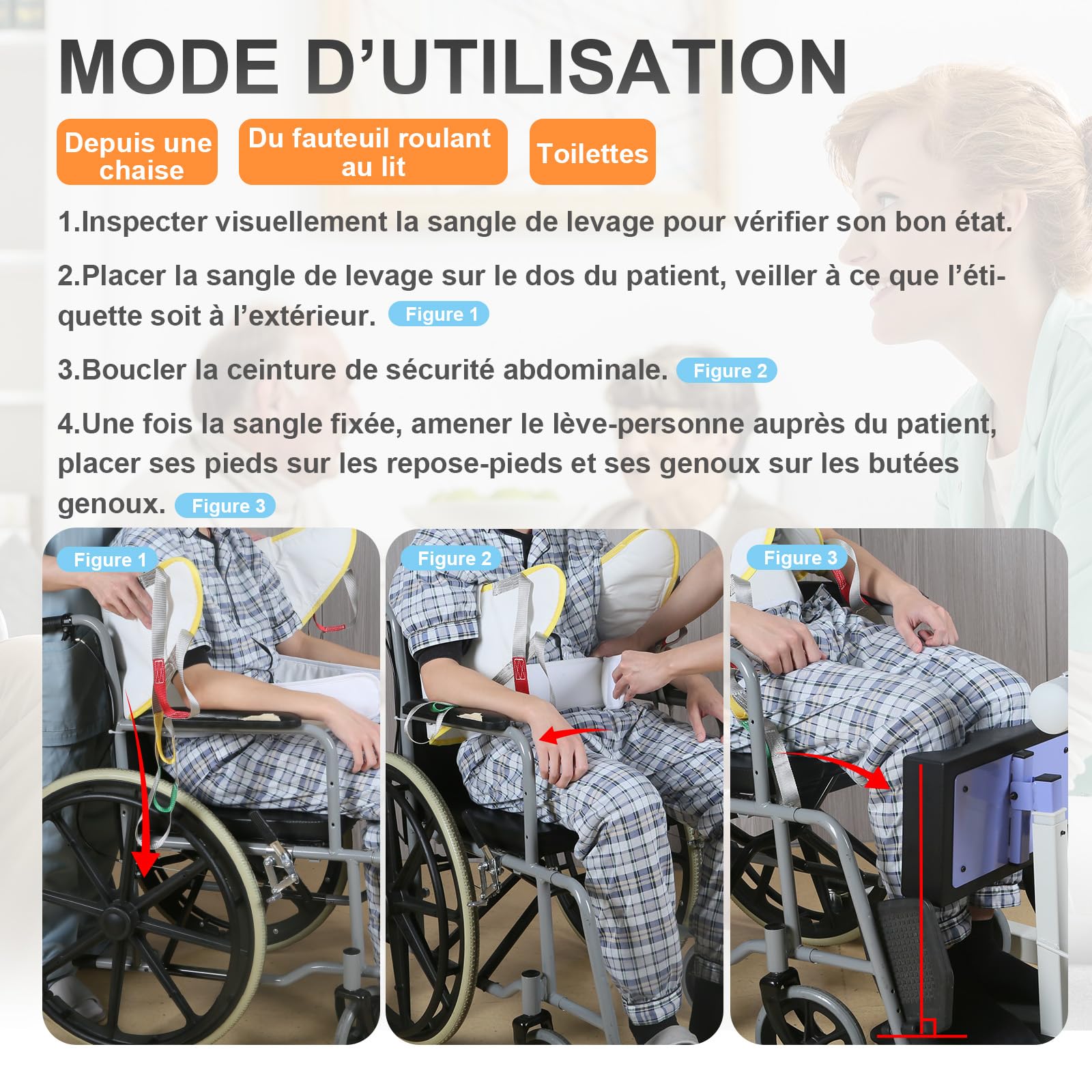 Sangle de Verticalisation pour Lève-Personne 230 kg, Sangle Sit to Stand avec Rembourrage Épais, Ceinture Réglable de Transfert Patient, Aide au Lever pour Fauteuil Roulant (L)