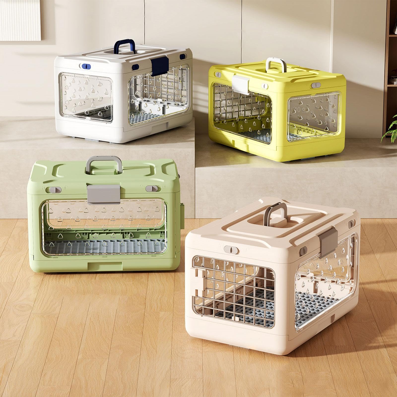 Jaula para Mascotas Plegable Transportín Portátil Rígido Desmontable Fácil Limpieza Adecuada para Viajes con Gatos Perros Pequeños Conejos Desplazamie