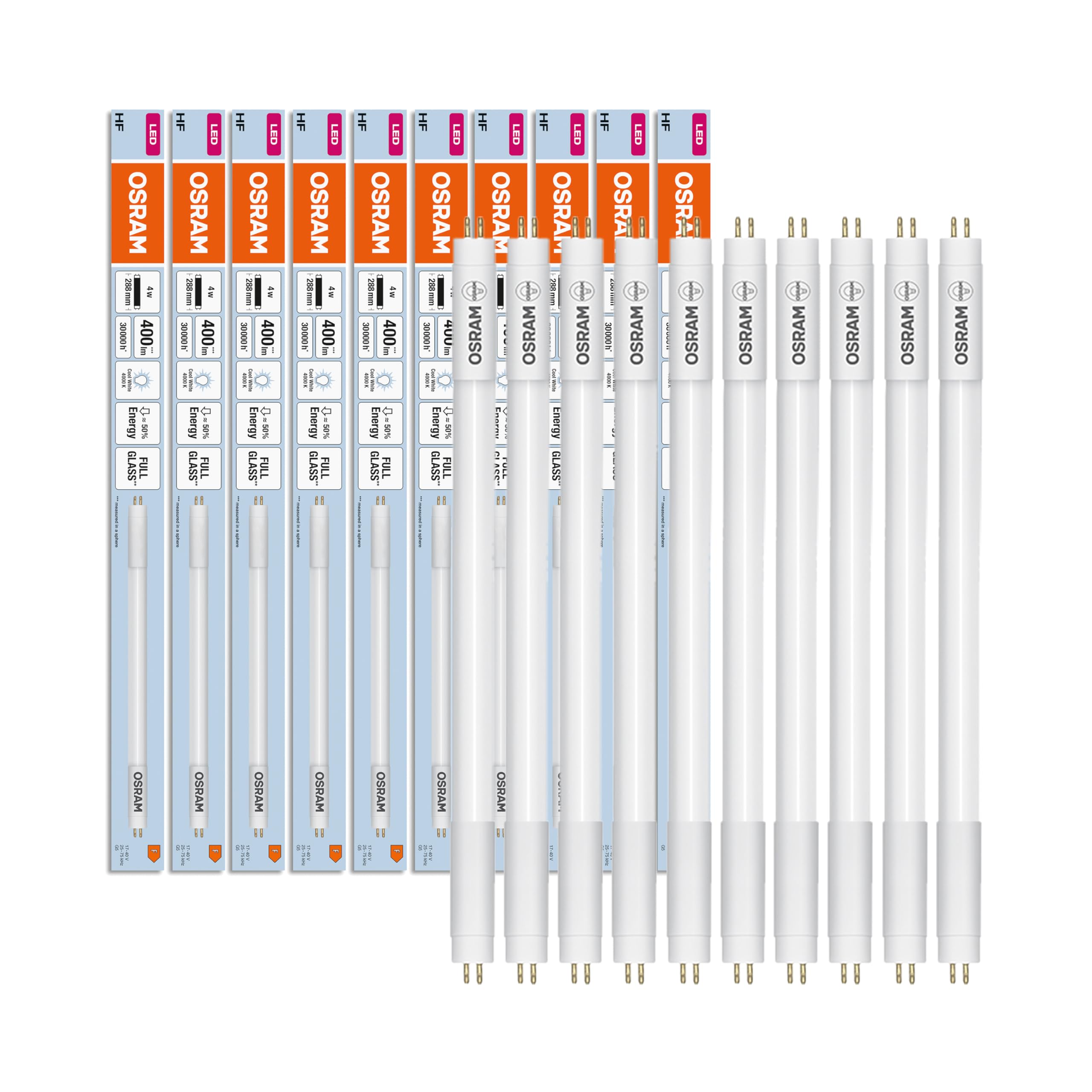 OSRAM LED TUBE T5 HF L8 SHORT 288 mm, tubo LED lineal, 4W, 400lm, 4000K, luz blanca fría, reemplazo LED para tubos fluorescentes T5 clásicos con casquillo G5, larga vida, optimo consumo de energía