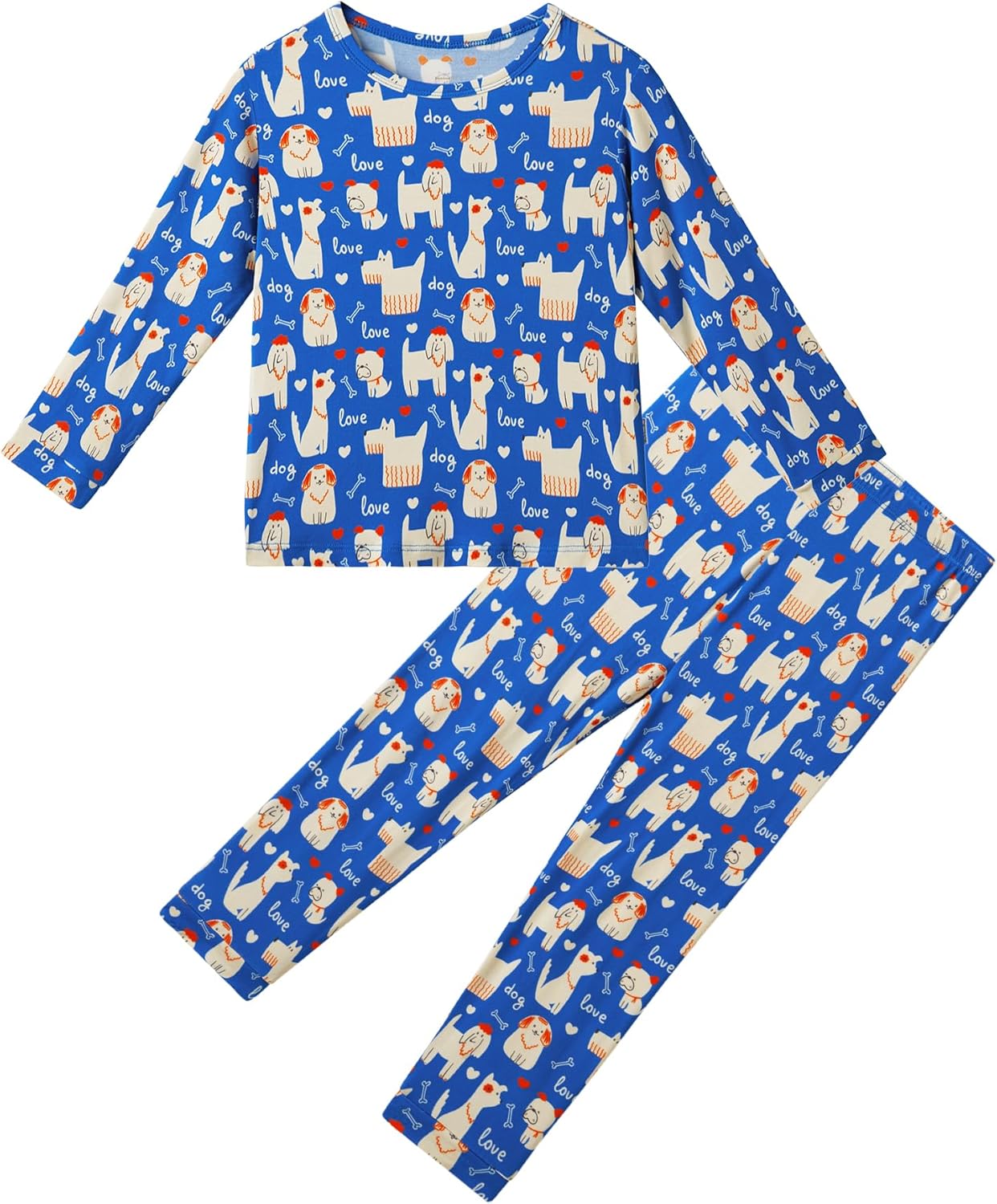 Toddlers Pajama Set Little Girls Boys Pajamas Soft Bamboo Viscose Long Sleeve Top with Pants Sleepwear 2-7Y