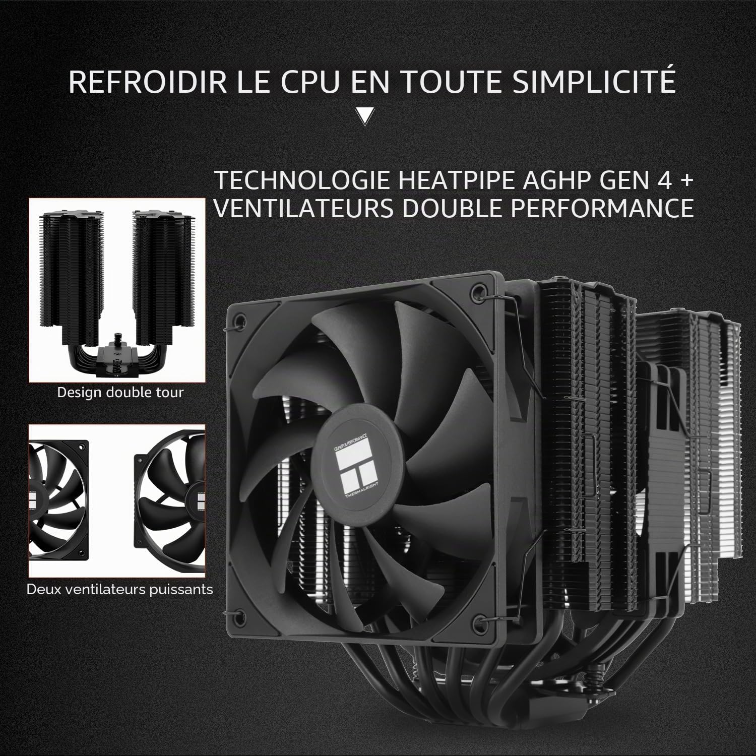 THERMALRIGHT Peerless Assassin 140 Noir Ventilateur de Refroidissement pour CPU, 6 Heatpipes, Double Ventilateur PWM et Double Tours, Refroidissement CPU Haut 158mm avec Couvercle Supérieur pour AM4