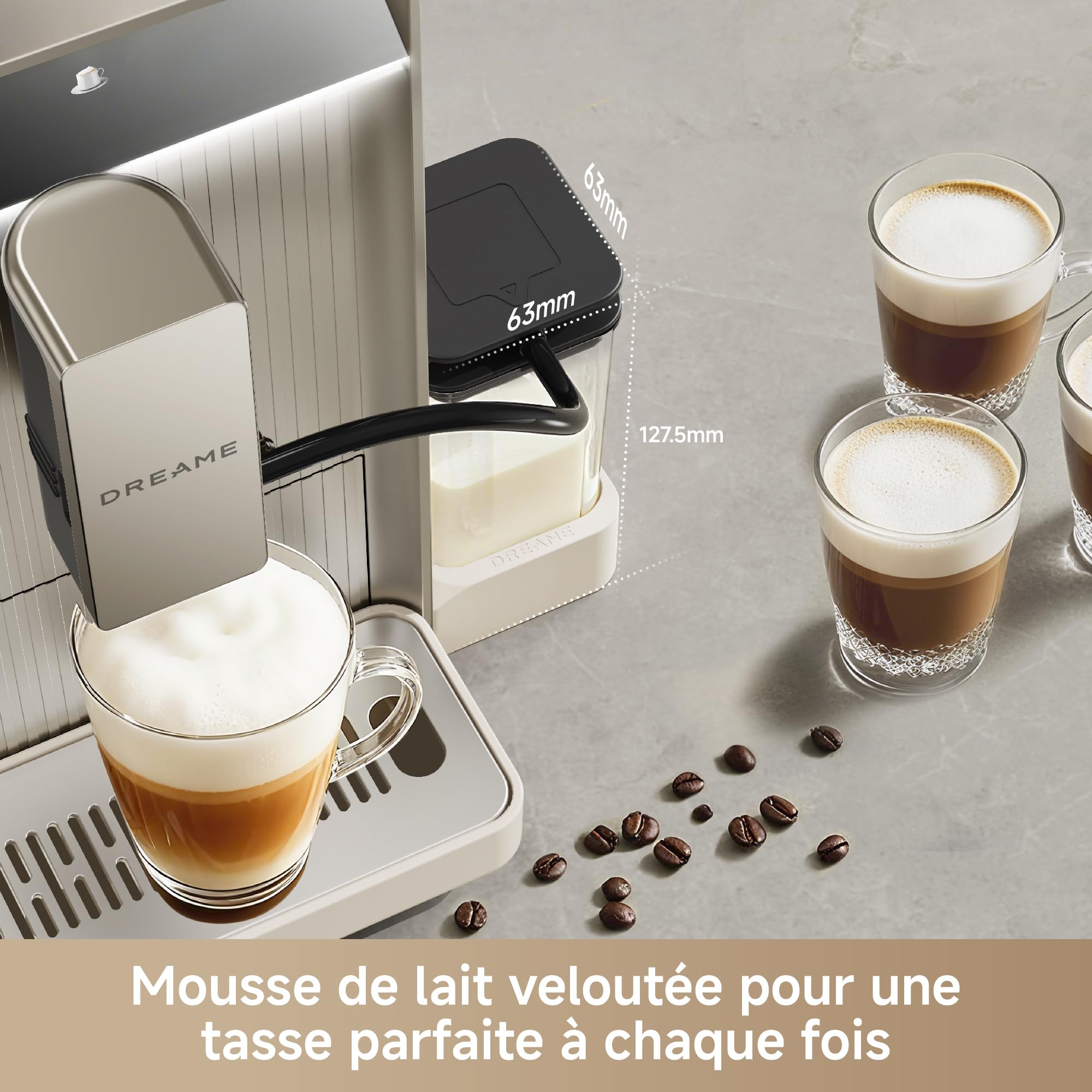 dreame Ecceluxe Slim, Machine à expresso automatique, Un format compact pour un goût digne d'un barista, Design ultra-fin de 18 cm, Écran tactile pour préparer cinq cafés classiques