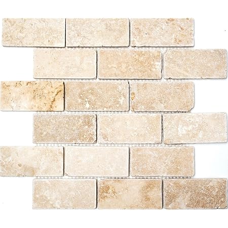 Mosaïque Travertin en pierre naturelle beige - l. 30,5 x L. 30,5 cm - Brico Dépôt
