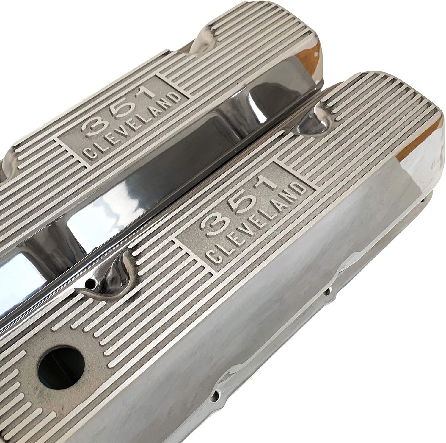 Compatible with Ford 351 Cleveland Valve Covers Die-Cast Logo - Polished