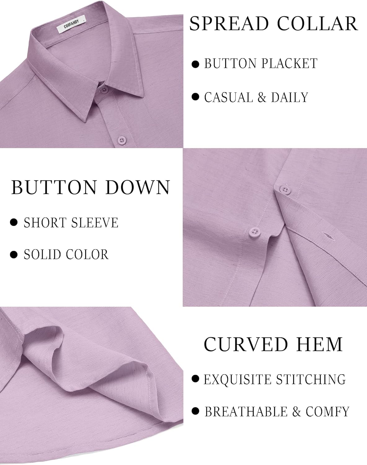 COOFANDY Men's Linen Shirts Short Sleeve Casual Button Down Shirts Beach Summer Wedding Tops - Image 6