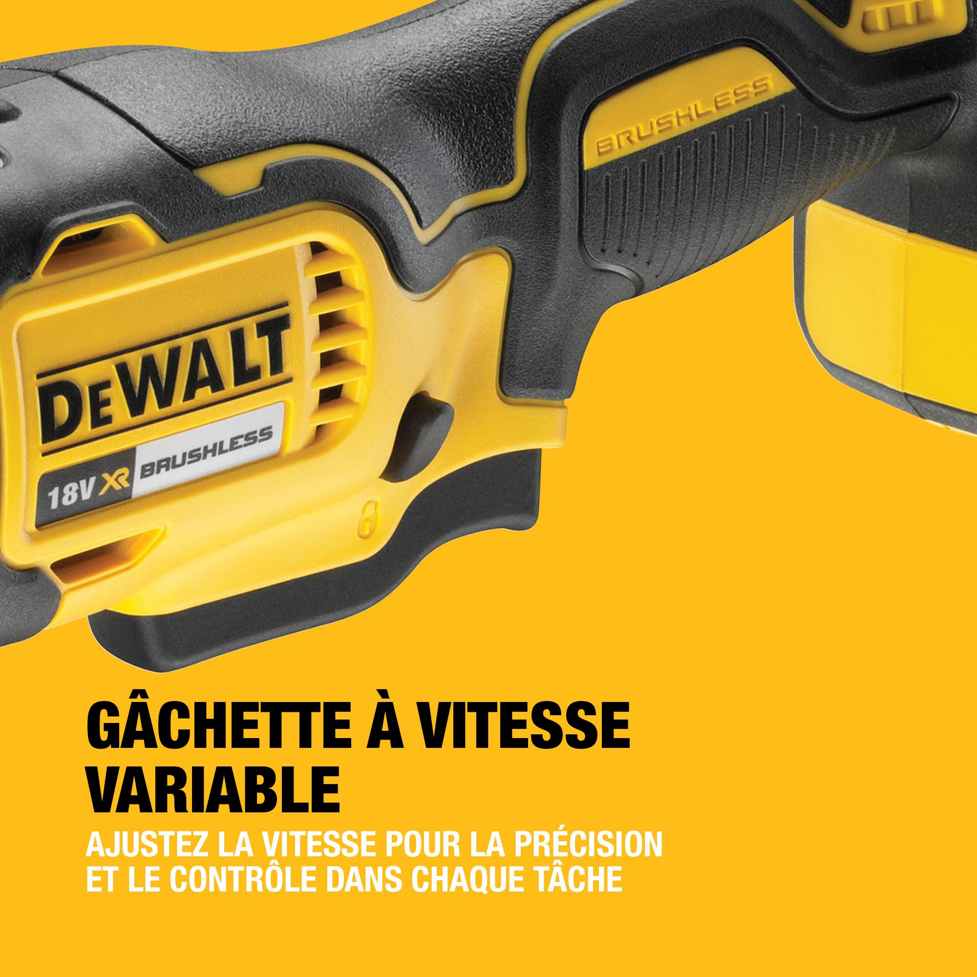 DEWALT - Outil multifonction oscillant sans fil Brushless XR 18V, inclus jeu d'accessoires de Coupe et de Ponçage de 29 pièces, DCS355N-XJ