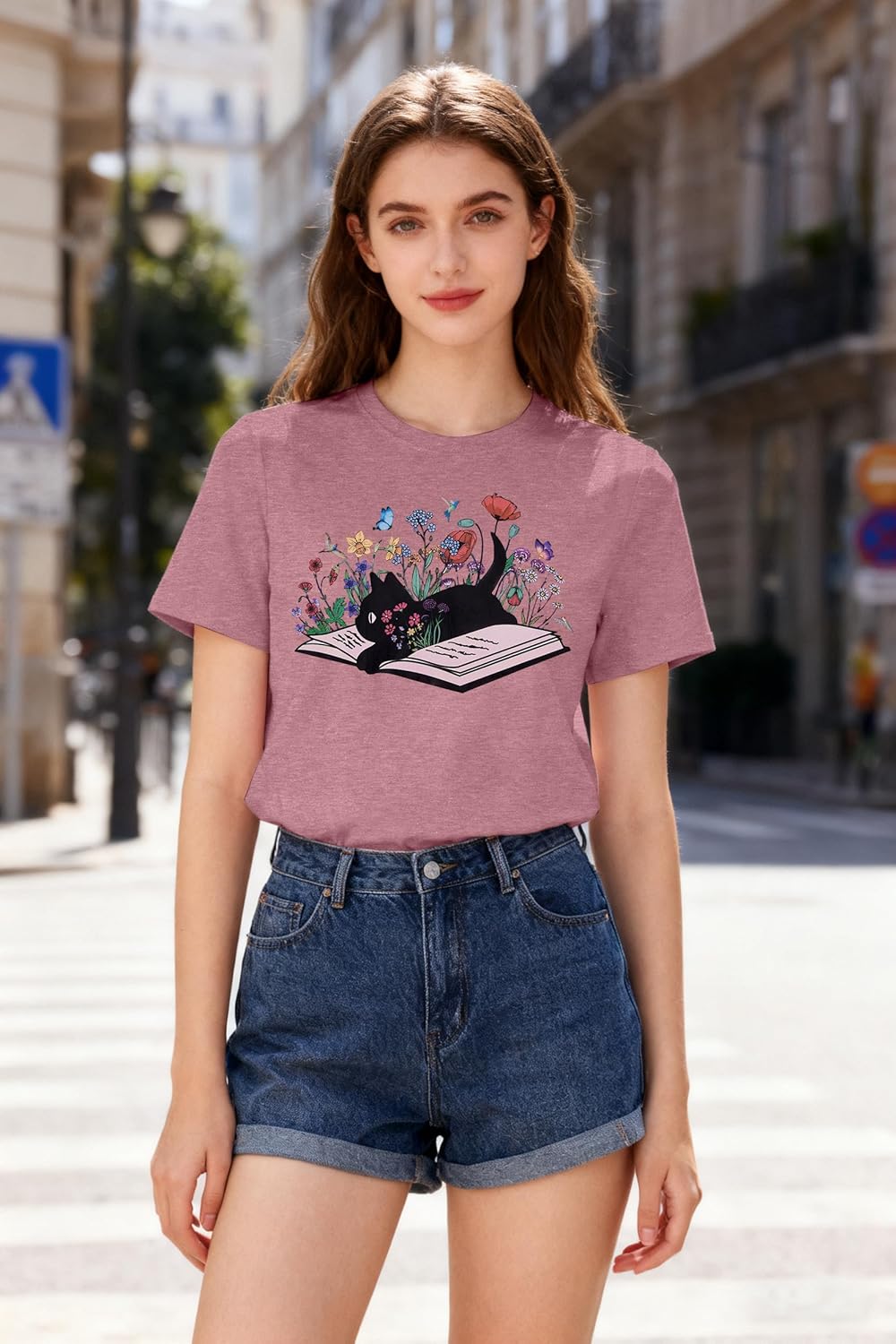 JINTING Cat Shirts for Women - Loose Fit Lightweight Long Sleeve Graphic Spring Outfits Printed Blouse Casual Tops - Image 3