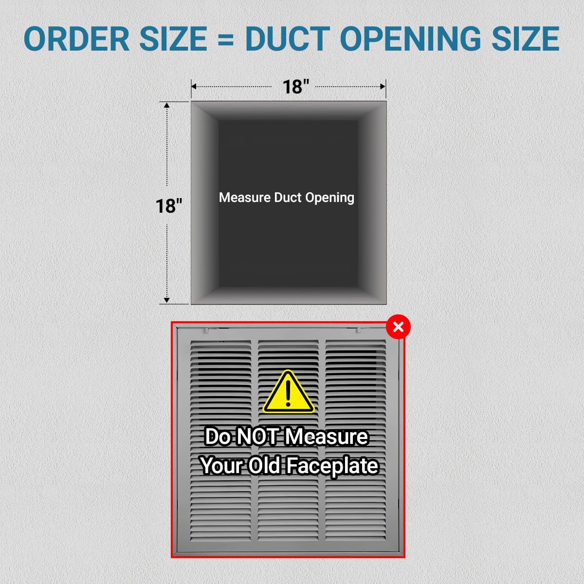 hoovate 18 x 18 inch (duct opening) return air filter grille for 1 inch filters, hvac vent cover for wall & ceiling, powder-coated steel with removable door 18"w x 18"h (duct opening)