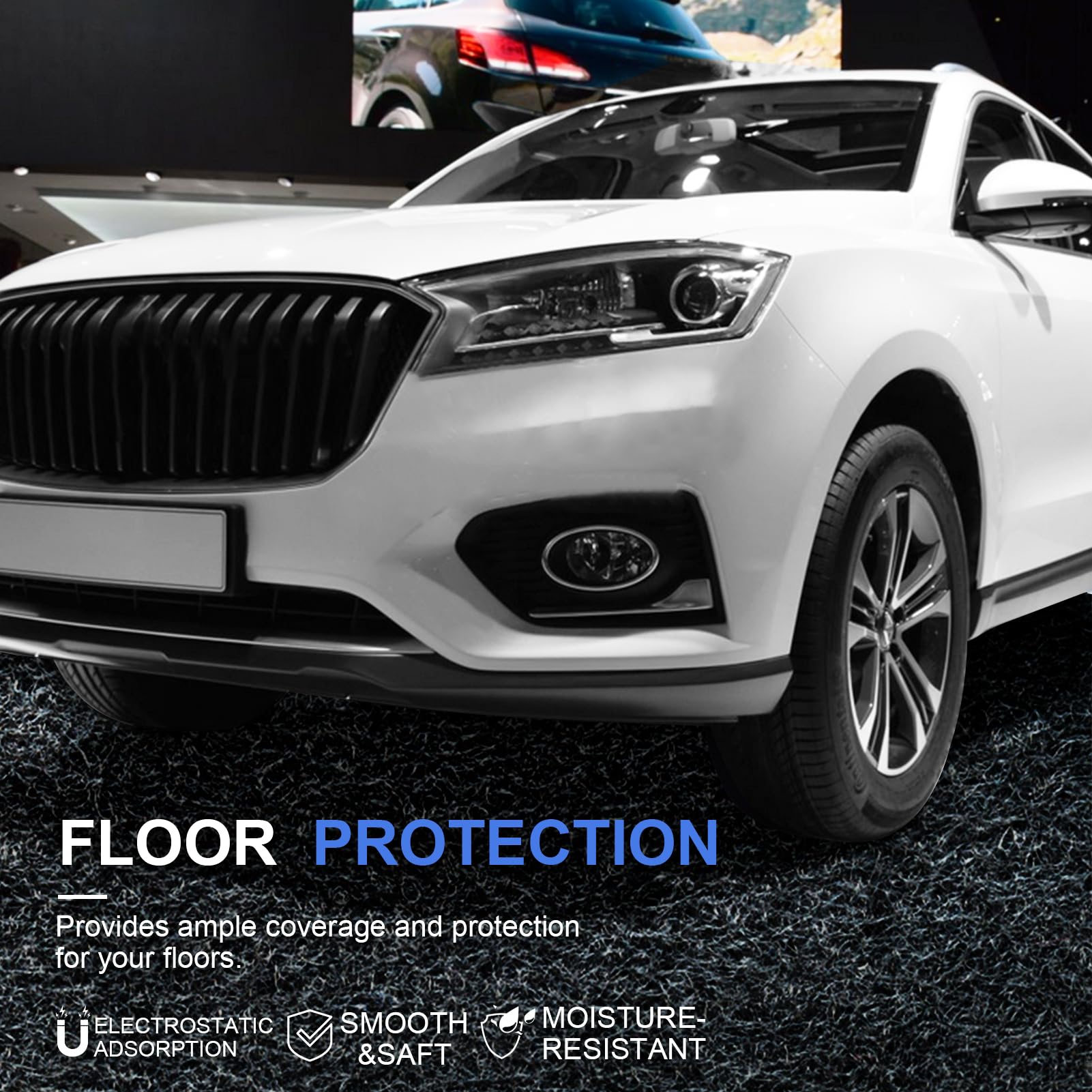 Rectangulaire Tapis Garage Sol pour Voiture ou Moto, Absorber Déversements D'huile Très Grand Tapis de Garage avec Envers Antidérapant et Imperméable (Noir, 259 x 600 cm)