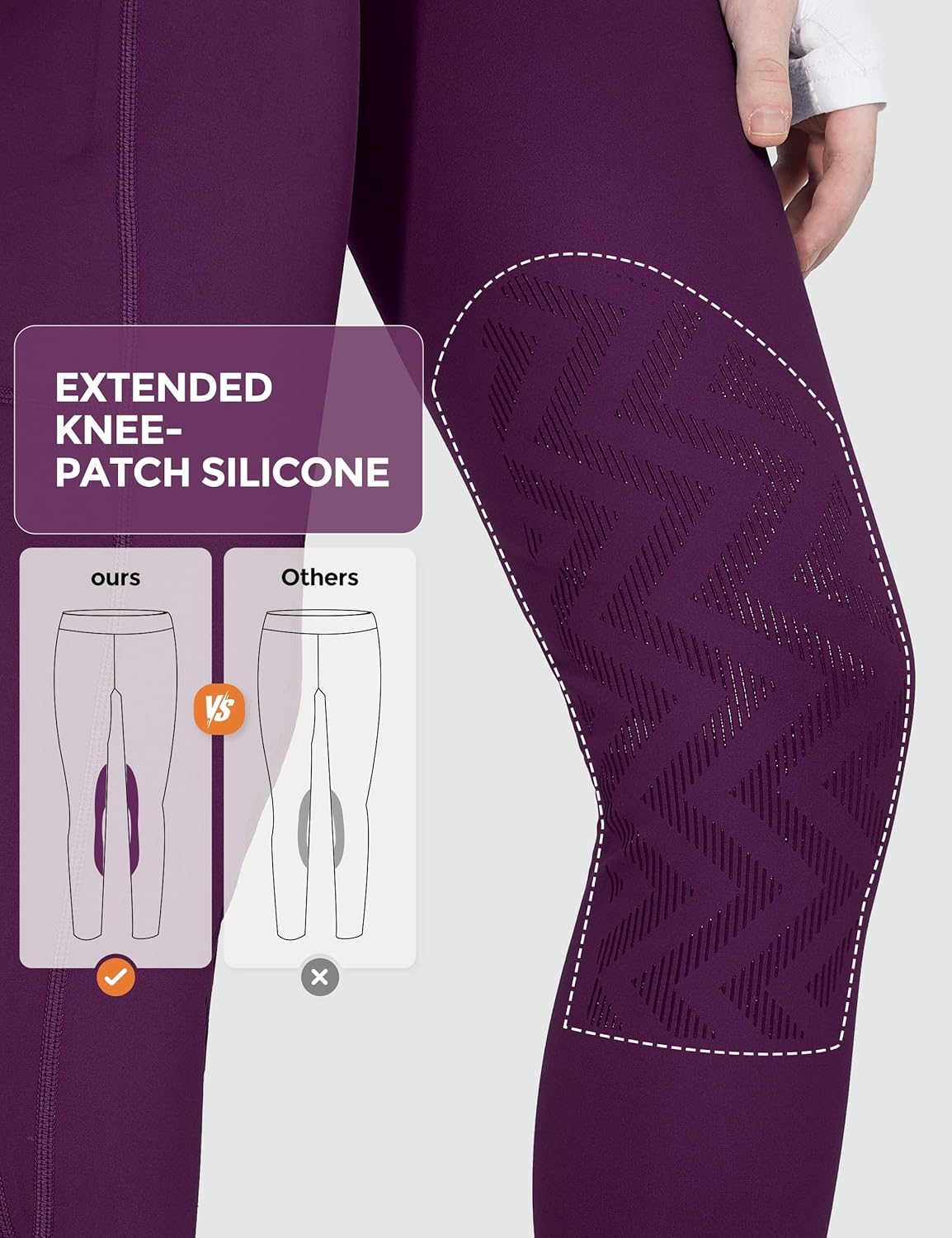 FitsT4 Sports Girls Winter Riding Breeches Kids Fleece Horse Riding Pants Knee-Patch Equestrian Schooling Tights Pockets - Image 3