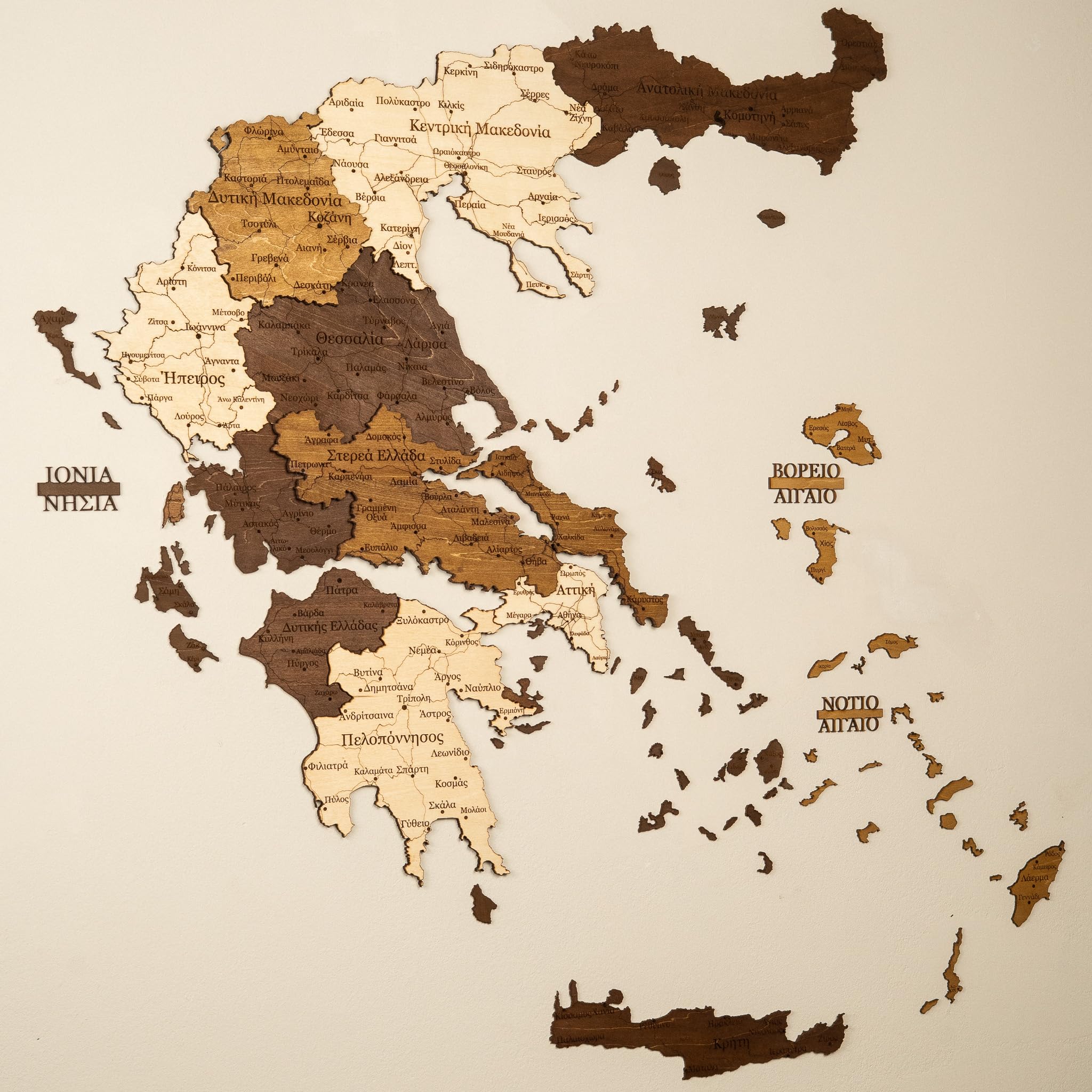 Drewniana Mapa Grecji 3D w Języku Greckim, Dekoracja Ścienna, Sztuka Ścienna z Drewna