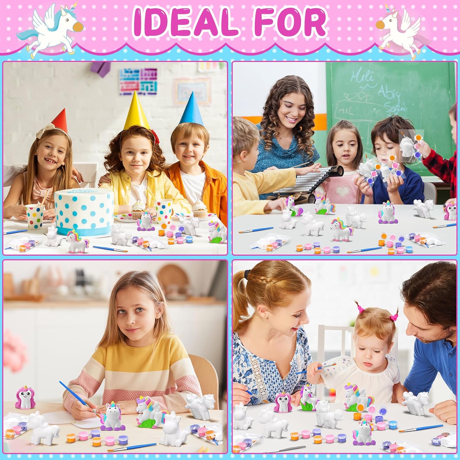 Simgoing 20 Set Unicorn Ceramic Painting Kit DIY Ceramic to Paint Your Own Unicorn Figurines Unpainted Plaster Arts and Craft for Adults Holiday Birthday Party Favors
