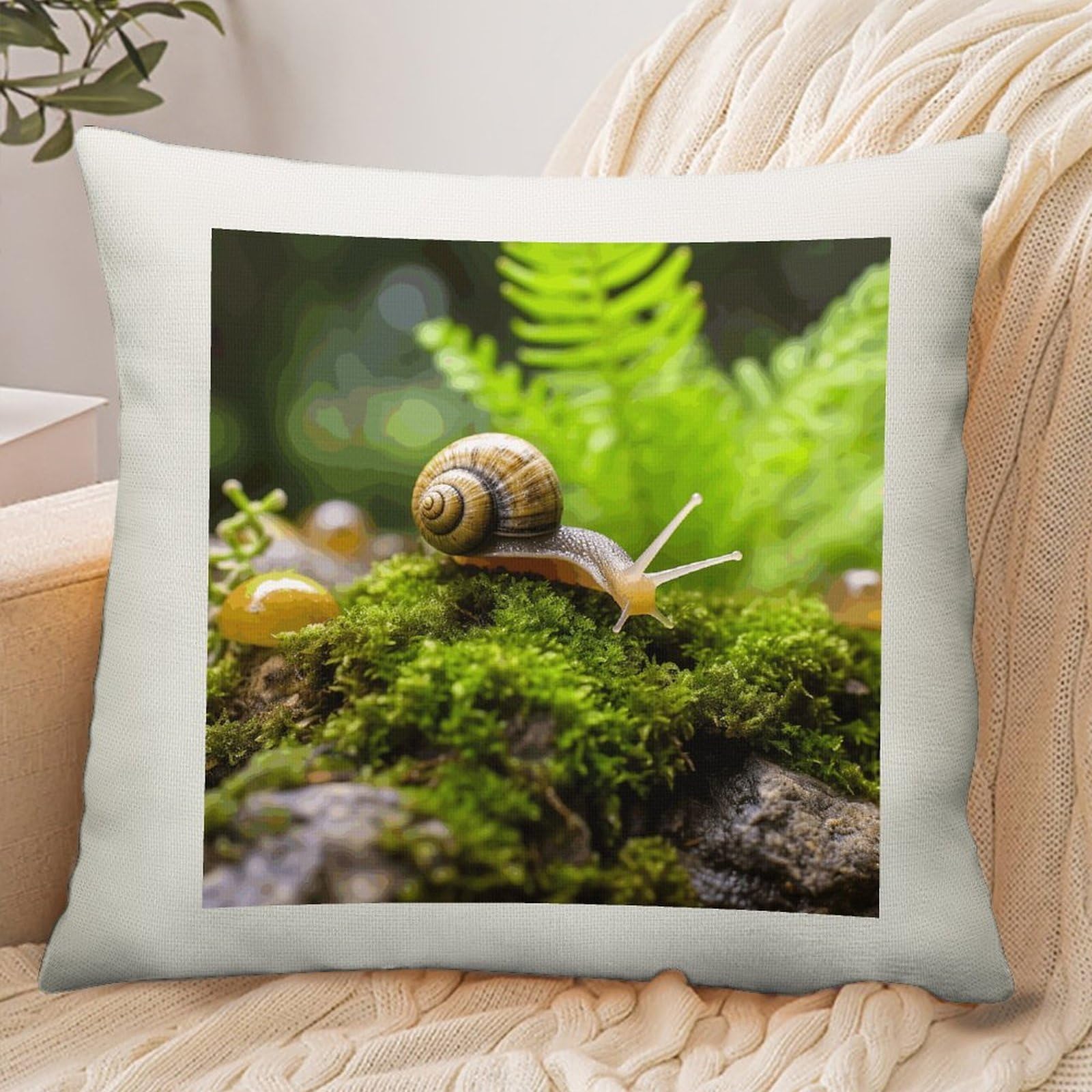 Adfgyerh Style Snail Crawling Pillow Cover Breathable,Pillowcases Boho Decorative Envelope Closure,Throw Pillow Covers For Beach,Patio,Balcony,Couch Living Room 18 * 18In