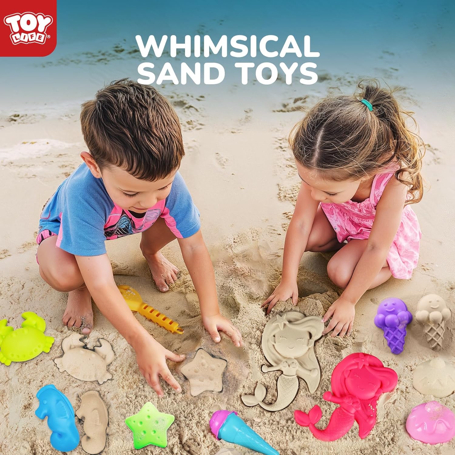 TOY Life 41 Pcs Beach Toys for Kids Ages 4-8 Collapsible Sand Toys Toddlers with Silicone Bucket Shovels & Sand Castle Building Kit Molds, Sandbox Toy Travel, Beach Party, Fishing, Summer Activities - Image 2