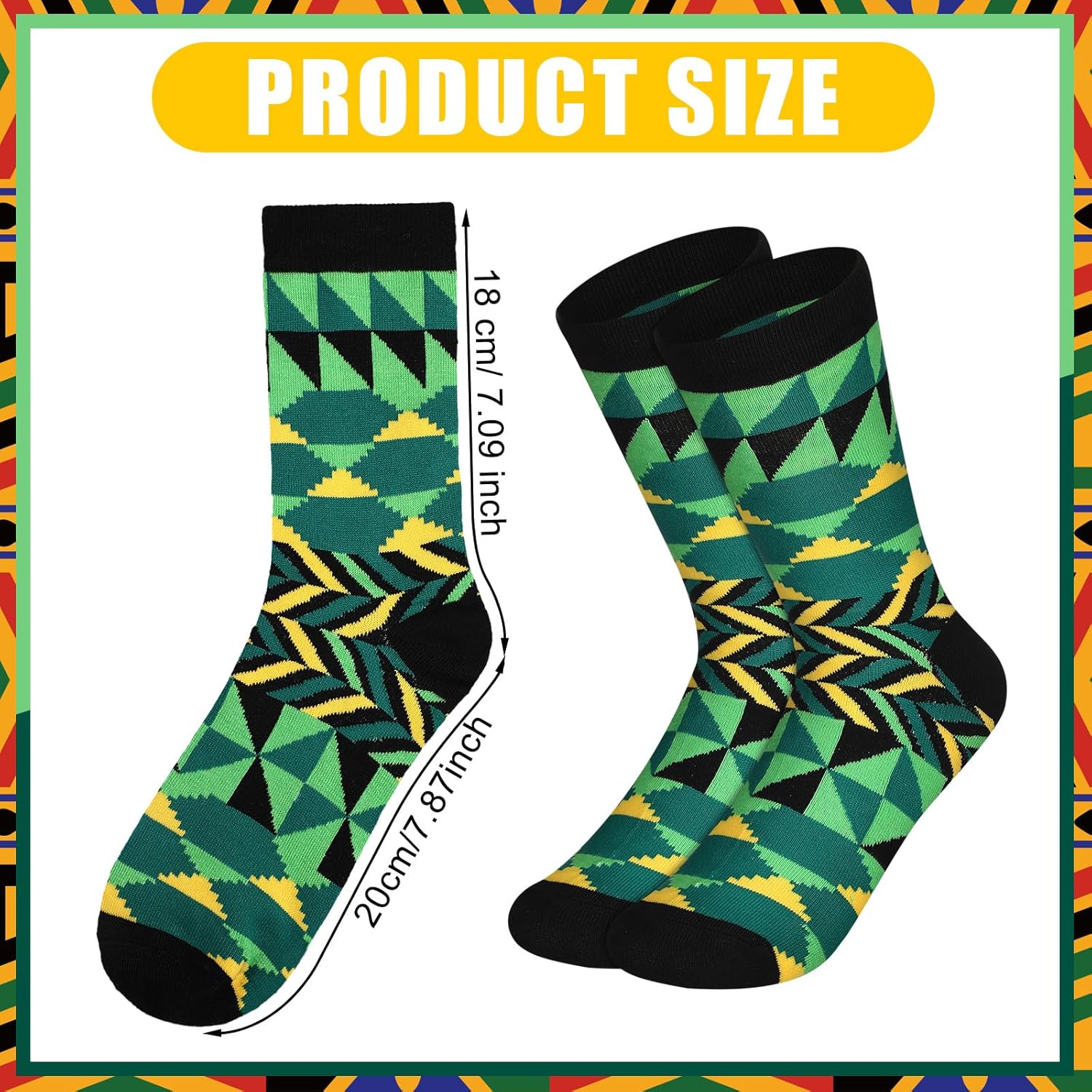 Haysandy 8 Pairs African Ethnic Kente Cloth Socks Novelty Black History Month Gifts Crew Socks Kente Print for American Men Adults Teens Dress - Image 2