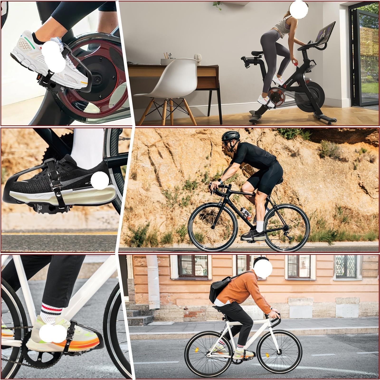 Pedali per Spinning Bike con fermapiedi in Lega di Alluminio per Esercizi Indoor, Antiscivolo, per Bici da Strada/Fuoristrada/Bicicletta.
