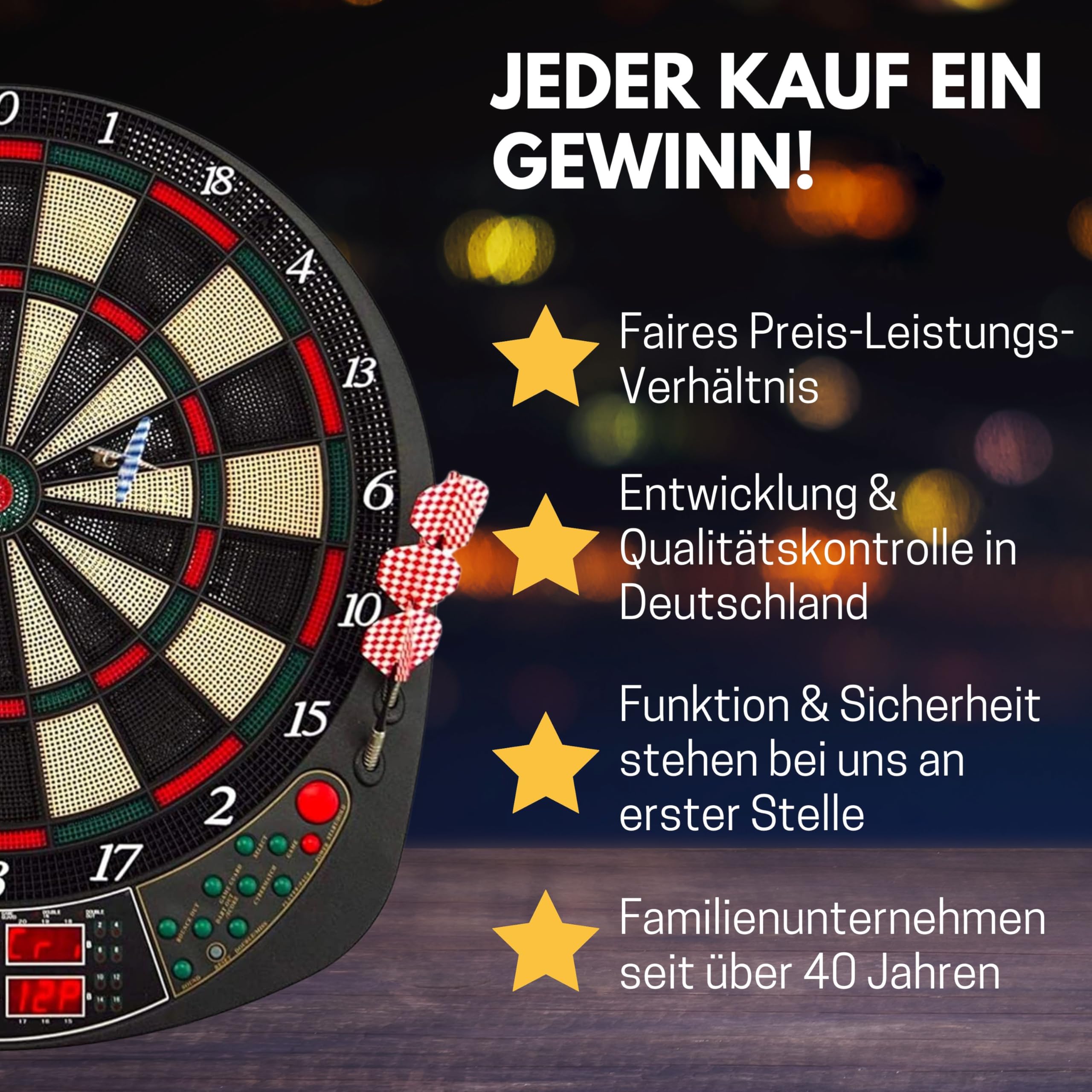 Best Sporting Dartscheibe elektronisch Coventry I Dartscheibe elektronisch mit LED-Anzeigen I E-Dartscheibe mit 12 Dartpfeilen & Ersatzspitzen I hochwertiger Dartautomat für 16 Spieler