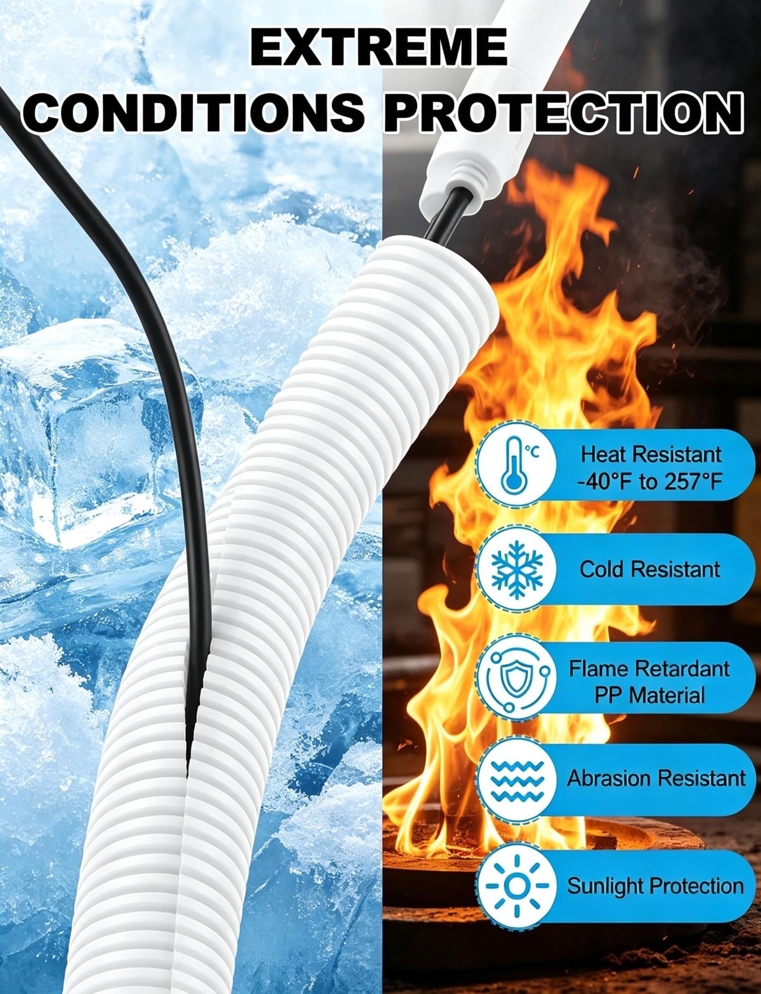 Tubo Corrugado Dividido PA Nylon Ignífugo Protección Cable Flexible