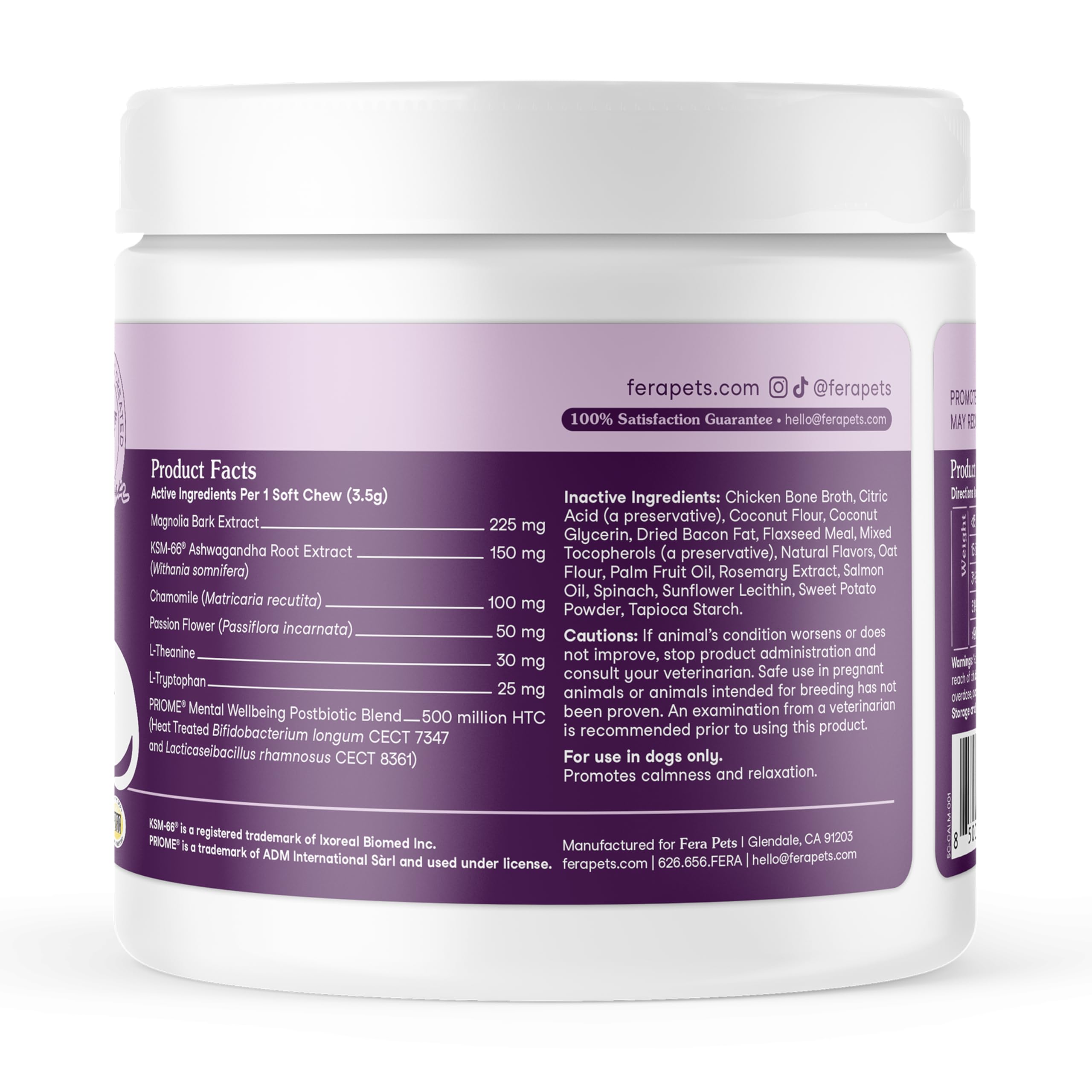 Fera Pets Dog Calming Chews - Helps Manage Everyday Stress & Separation - Promotes Relaxation - Ashwagandha & Priome® Mental Wellbeing Postbiotic Blend - 90 Soft Chews - image 8