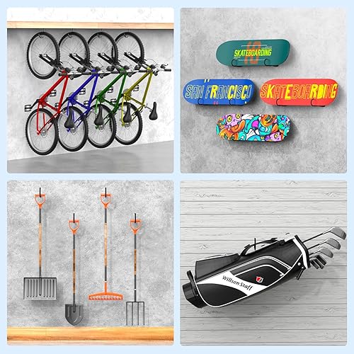 Miniatura 7 de GURADESIGN Paquete de 8 ganchos resistentes para bicicleta, capacidad de carga de 100 libras, 6 pulgadas, ganchos de bicicleta para pared de garaje