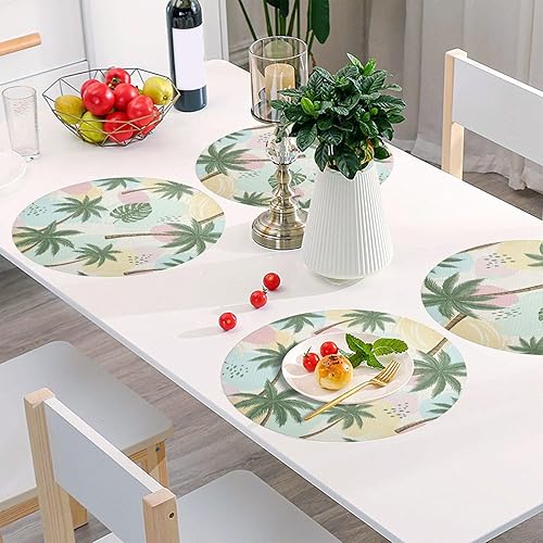 Miniatura 6 de Painted Palm Trees Tropical Leaves Placemat, Non Slip Heat Resistant Dinner Mat for Kitchen one sizex1