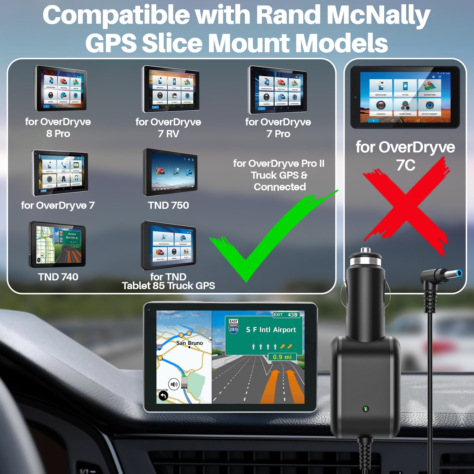 5V Car Charger for Rand McNally GPS Mount AC Adapter Compatible with Rand McNally TND 750 740 OverDryve 7 8 Pro RV Truck GPS Magnetic Slice Mount Replacement