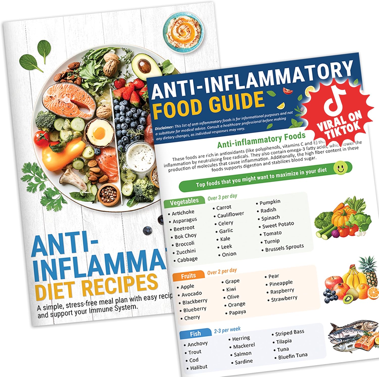 Set 2 Anti Inflammatory Diet Foods List, The Anti Inflammatory Diet And Action Plan Brochure, Nutrition Grocery, Foods To Eat-Avoid, Recipes Guide For Beginners, Healthy Nourishing Plan, Antioxidants
