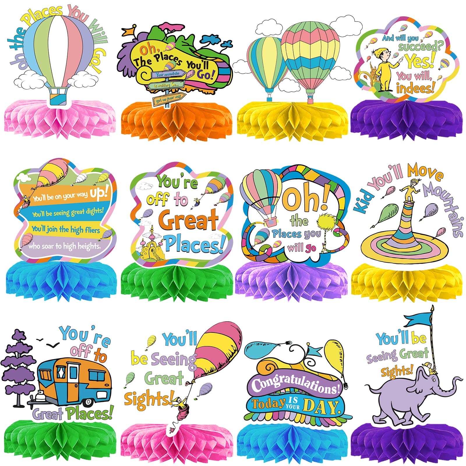 12Pcs Oh The Places You'll Go Decorations Oh The Places You'll Go Graduation Decorations Oh The Places You'll Go Graduation Centerpieces for