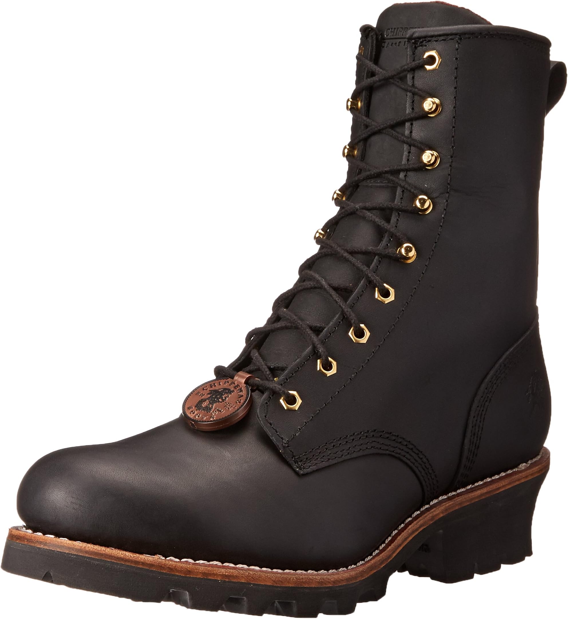 Chippewa Steel Toe Logger Boots for Men - Full-Grain Leather Logging Footwear - Lace-Up Heavy-Duty Work Boots - Full Grain Leather Upper - Lace-Up Closure - Removable Orthotic Insole - Steel Toe Cap