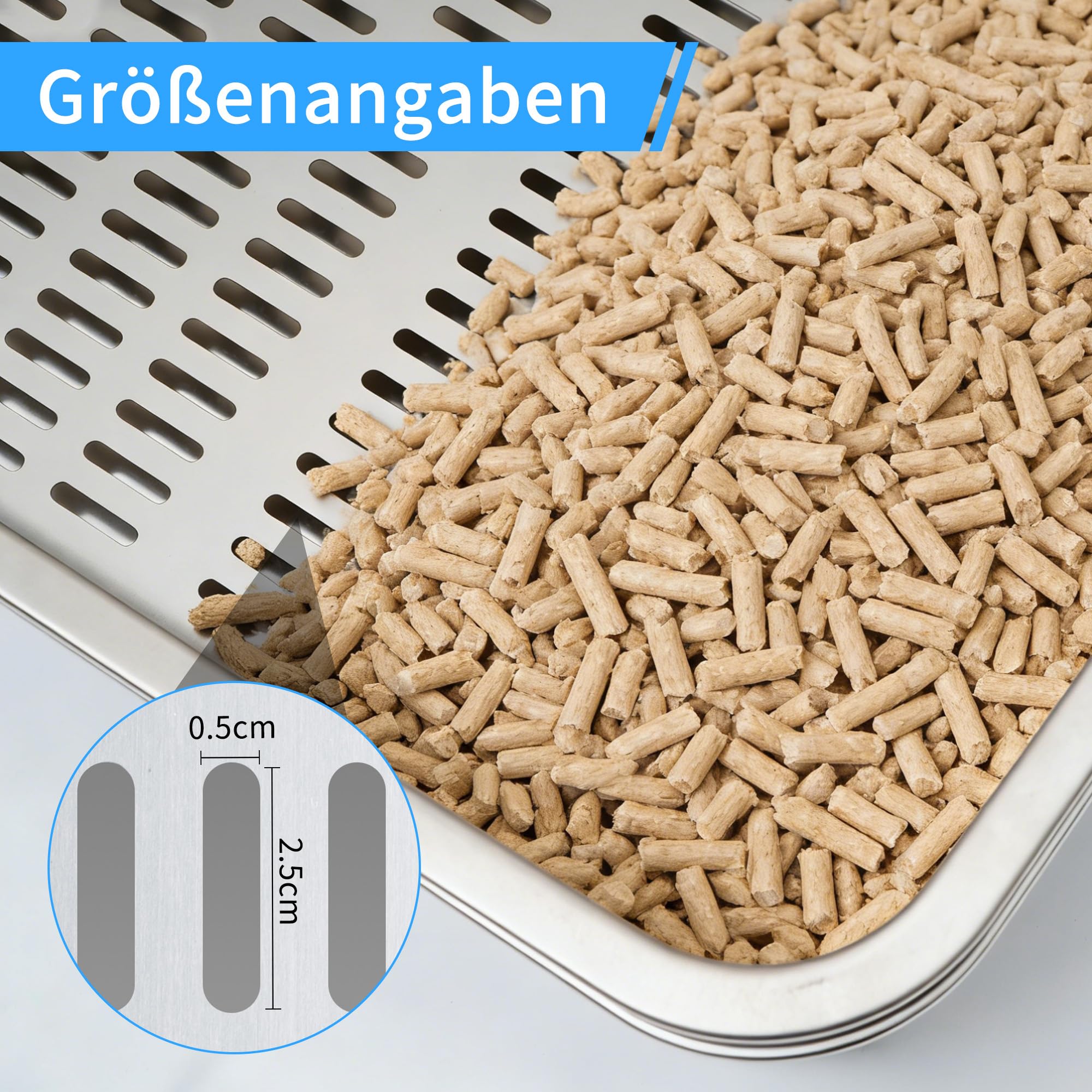 Katzenklo Edelstahl mit Abnehmbares Hoher Rand, Katzentoilette Edelstahl Offen Groß XXL Mit Hochwandigem Seitengehäuse, Metall Katzenklo, Nicht-Klebrig, Auslaufsicher & Einfach zu Re - 50 * 35 * 15cm