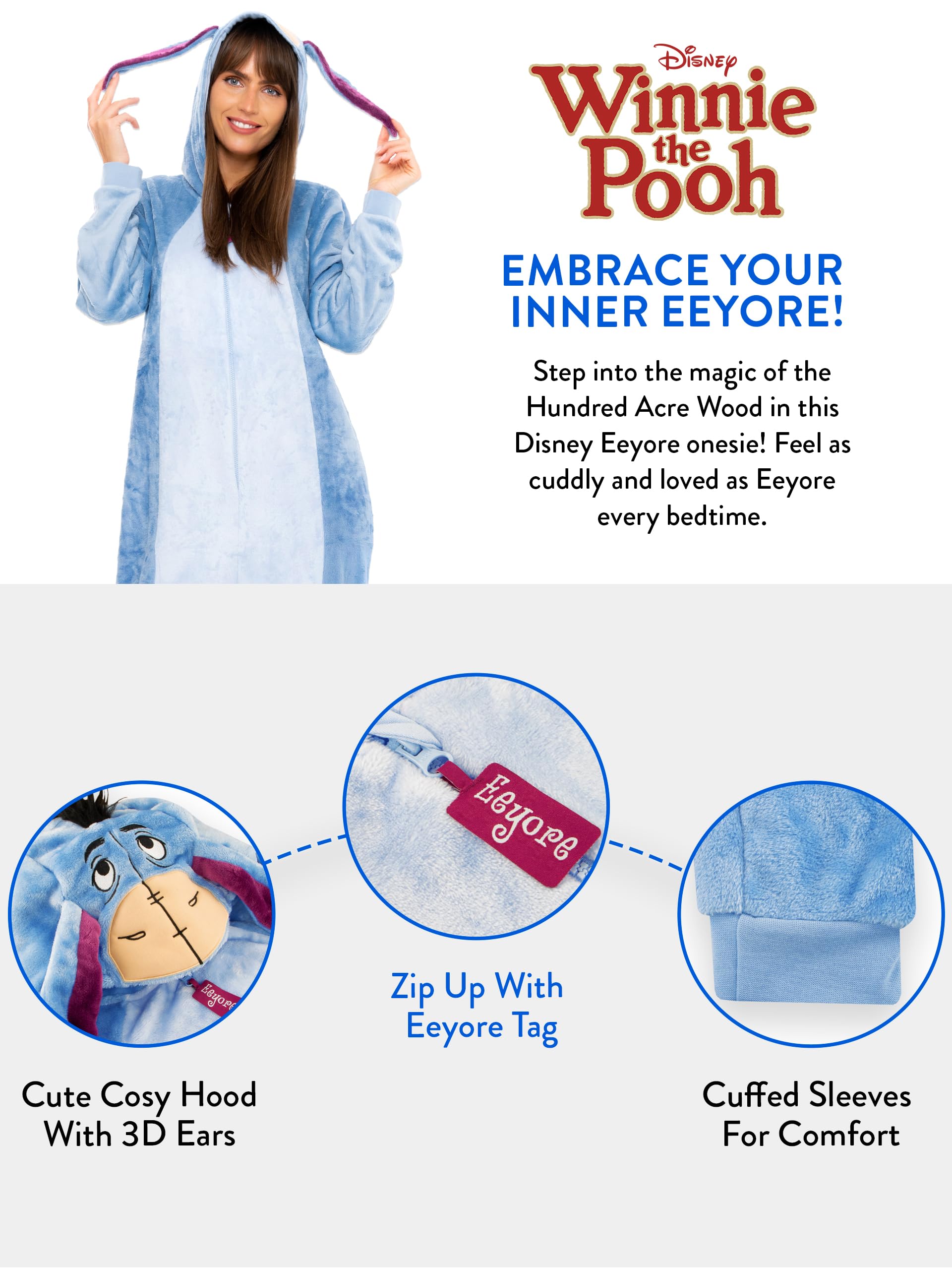 Onesie Disney Z Eeyore Dla Kobiet | Kostium Dla Dorosłych Z Eeyore | Damskie Pidżamy Polarowe | Oficjalna Merchandise Z Kubusia Puchatka