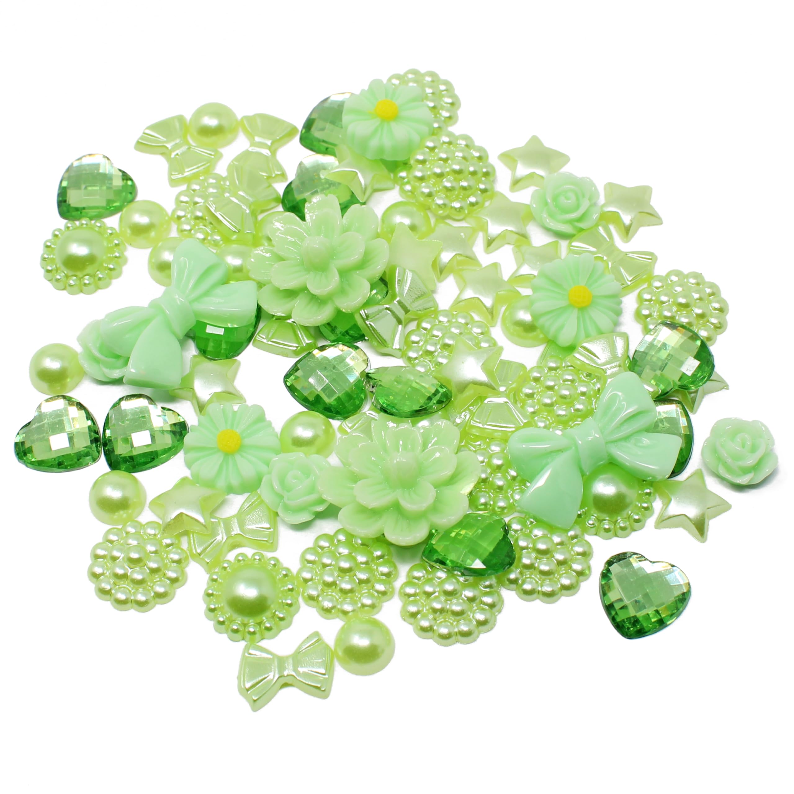 Special Touches Green 80 Mix Shabby Chic Resin Flatbacks Craft Cardmaking Embellishments (Green)