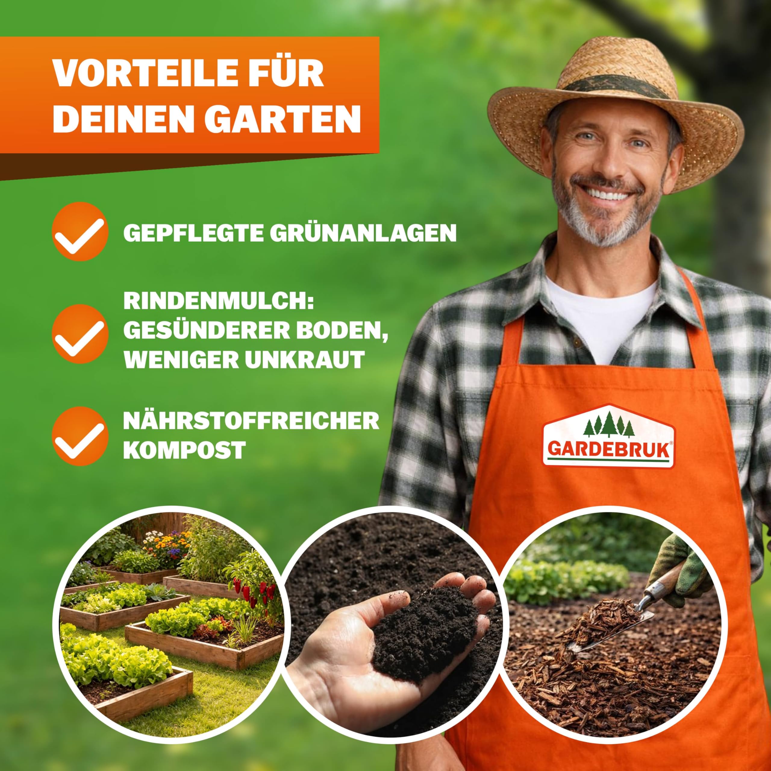 Gardebruk® Gartenhäcksler 3100 W 40 mm Aststärke Elektrisch 50 L Auffangbox Messerhäcksler