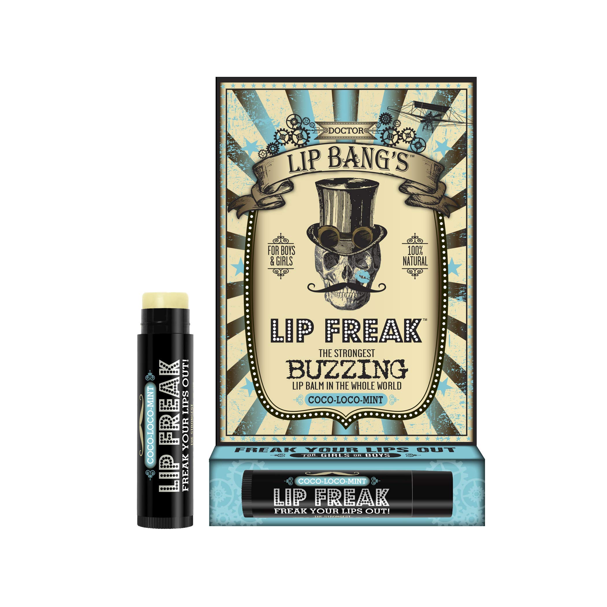 Doctor Lip Bang's BUZZING Lip Balm | Lip Freak | 100% All Natural | Cruelty Free | Flavoured Lip Freak (Coco-Loco Mint)