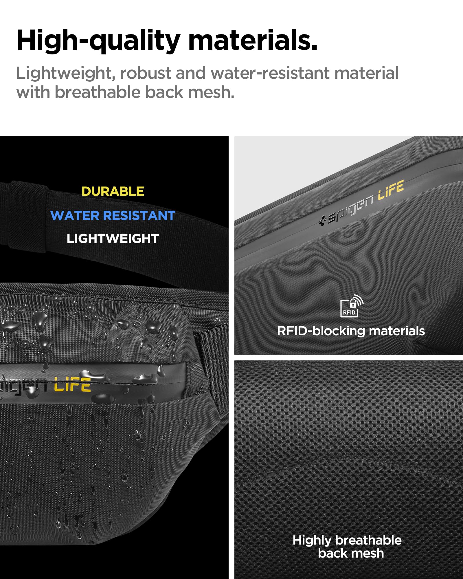 Spigen Life Klasden Waist Bag KD411 Belt Bag for Men and Women Belt Bag for Travel Sports and Outdoor Activities - Black - Image 3