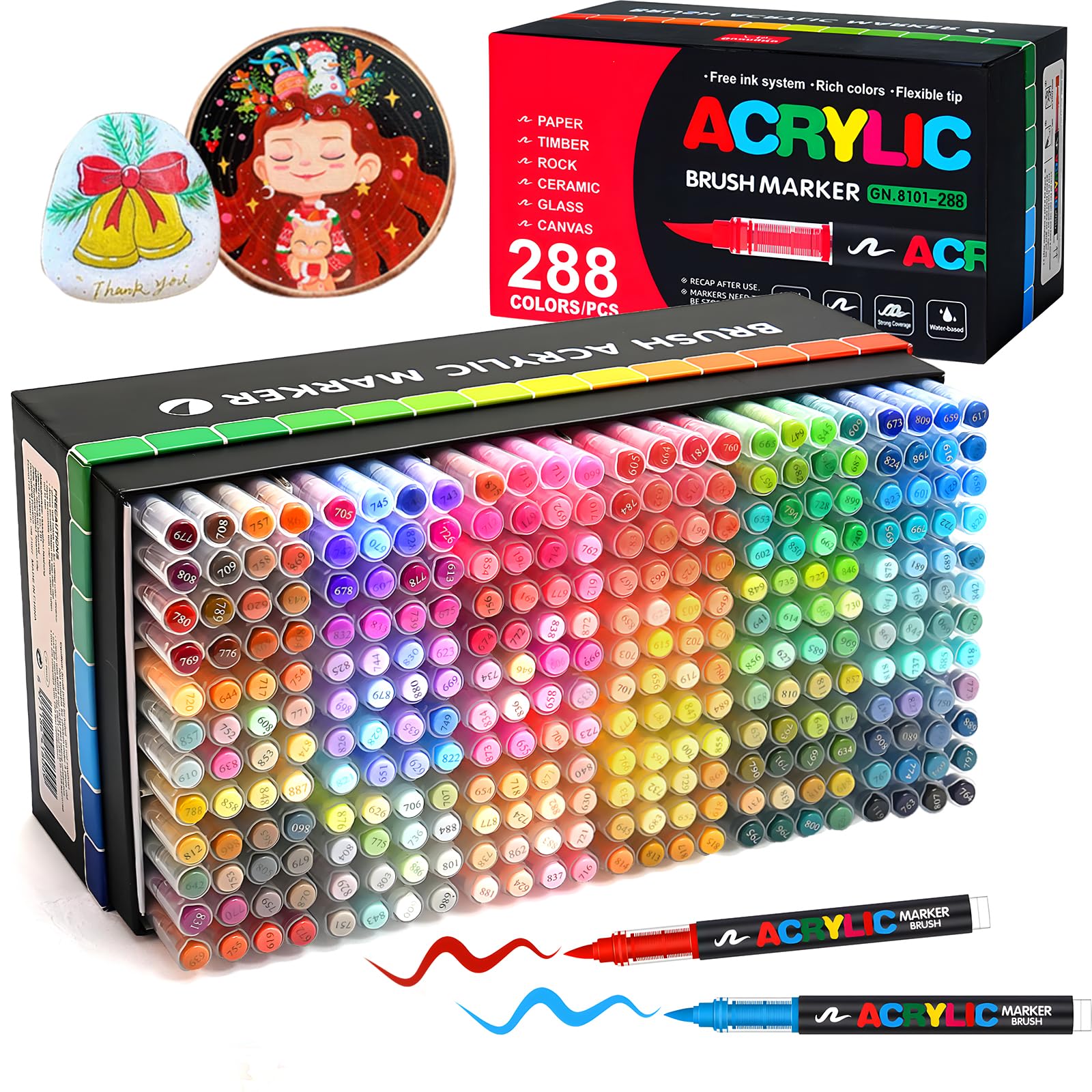 Amazon.com: Amamao 288 Colors Acrylic Paint Markers, Soft Brush