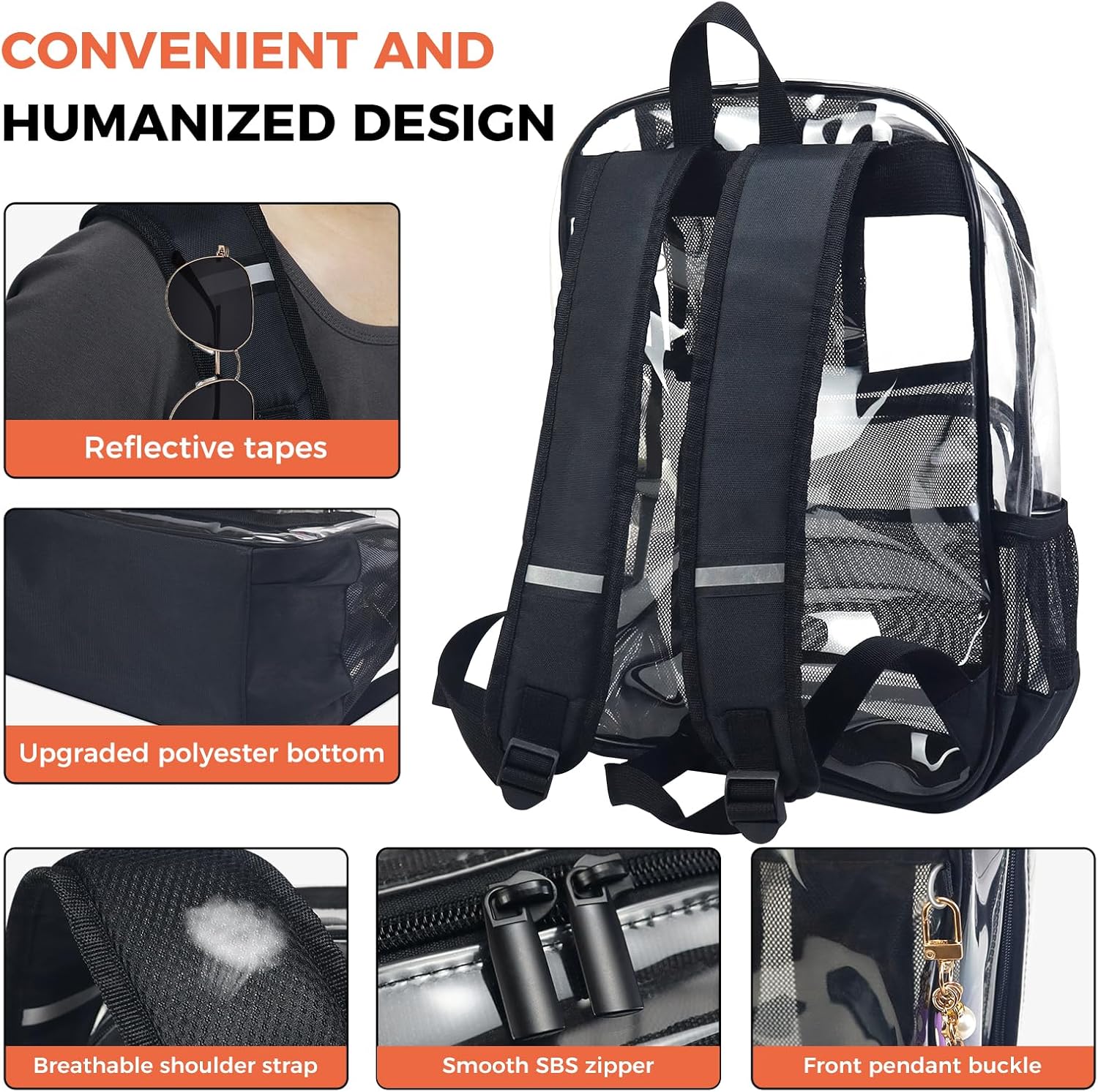 Gloppie Clear Backpack - Heavy-Duty TPU Security Bookbag for Work, Travel & Stadium Events | Fits 15.6” Laptop